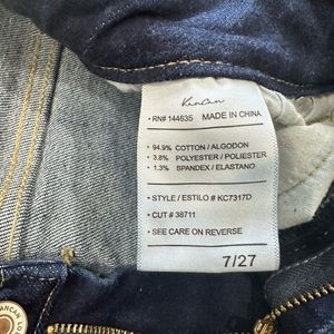 KanCan dark wash raw hem high waist double button jeans size 7/27
